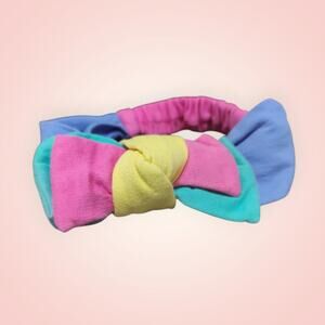 Multi-colored 100 percent cotton headband with front bow
